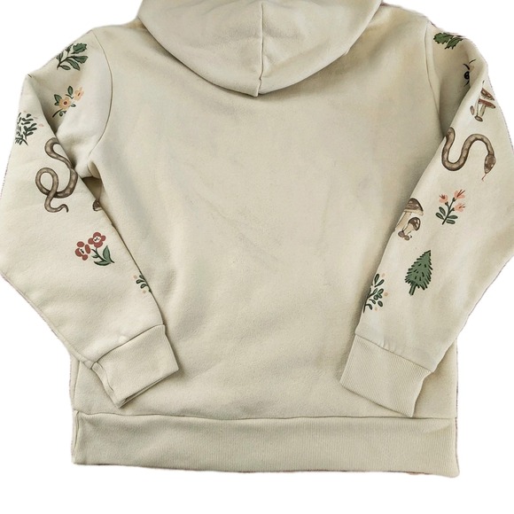 Hollister Hoodie S Beige Nature‎ Graphic Snake Bee Forest Mushroom Sweatshirt - Picture 5 of 9